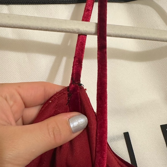 Azazie velvet spaghetti strap dress with slit. Floor length - Picture 4 of 10